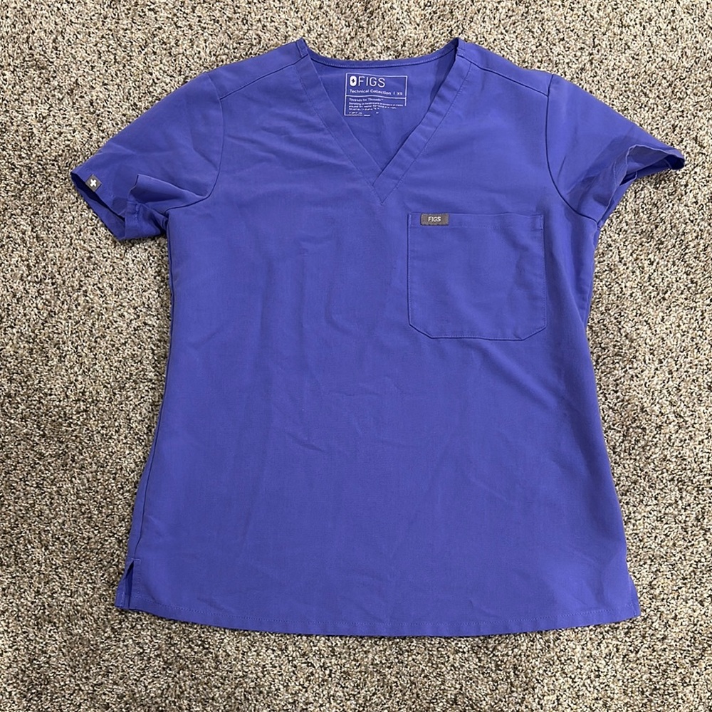 Figs Vivid Blue Scrub Top
